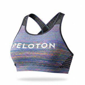Peloton x Melody High Neck Sports Bra Small Blue Purple Space Dye Yoga Workout